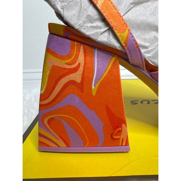 NWT Circus NY Sam Edelman Miranda Jewel Orange Multi Platform Heels 8.5 - Picture 8 of 15